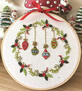 Embroidery Kit Christmas Ornaments Leaf Wreath Awesocrafts Full Range of Embroidery Starter Beginners Adults DIY Handmade Easy Patterns (Ornaments) - color: Ornaments