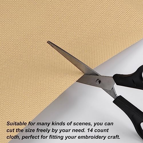 HARFINGTON 14 Count Cross Stitch Cloth Fabric 20 by 28 in Dark Khaki - color: Dark Khaki, size: 14 Count