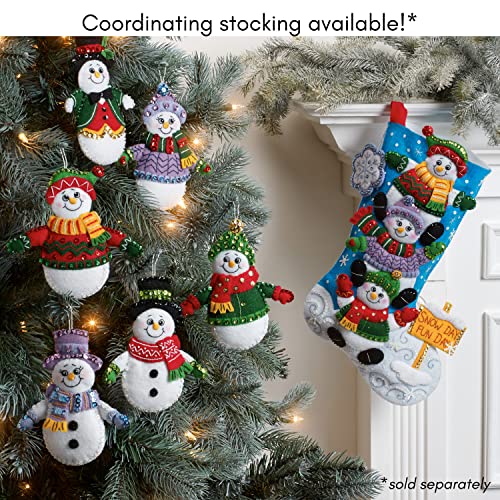 Bucilla Felt Applique 6 Piece Ornament Making Kit, Snow Much Fun, Perfect for DIY Arts and Crafts, 89492E
