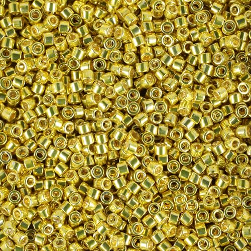Miyuki Delica Seed Beads - color: DB0424 - Galvanized Dark Yellow Dyed