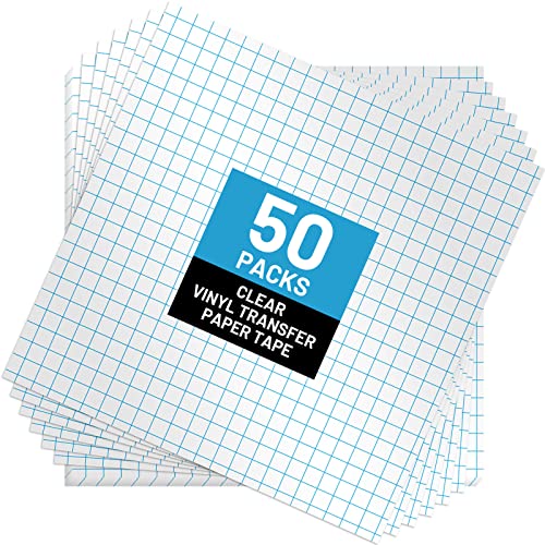 selizo Transfer Paper, 50 Pack Contact Paper Clear Transfer Tape Bulk for Craft - color: 50 Pack, size: Medium Tack Tape with Grid Lines