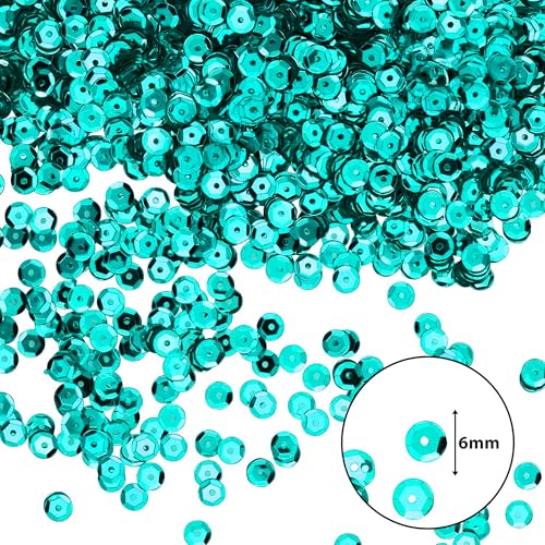 Mandala Crafts 6mm Cup Round Turquoise Sequins for Sewing Embroidery - color: Turquoise, size: 6mm Cup Sequins
