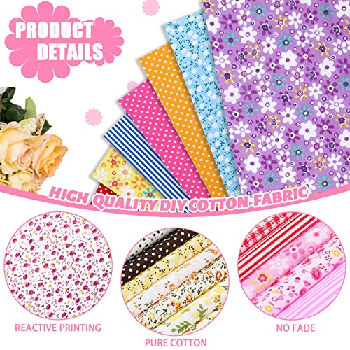 Tudomro 100 Pack 8 x 8 Inch Fabric Squares, Fabric Scraps Bulk