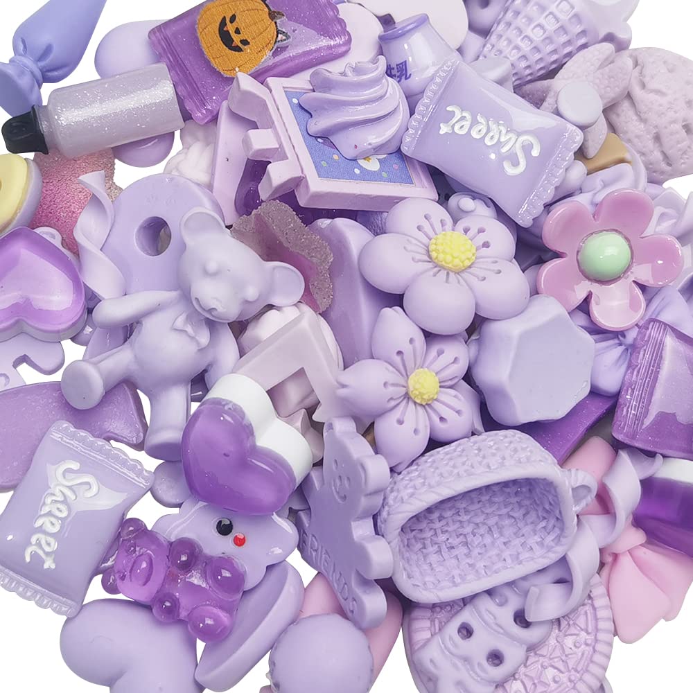Chenkou Craft 50pcs Lots Mix Assorted Purple Craft DIY Flatbacks Resin Flat Back Buttons Scrapbooking (Purple) - color: Purple