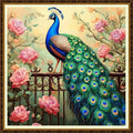 Redxing Counted Cross Stitch Kit for Beginners,Unprinted Needlepoint Kits for Beginners Cross Stitching Embroidery Kit 11CT Stitches kit-Garden Peacock 18x18 inch - color: KitColors43