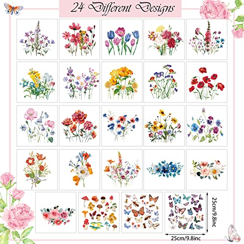Kisston 24 Sheets Wildflower Iron on Patches for Clothing