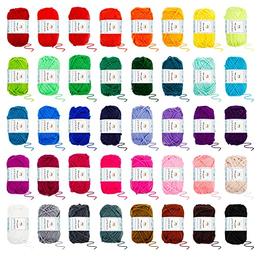 INSCRAFT 113 Piece Crochet Kit with Yarn Set– 1600 Yards Assorted Yarn for Knitting and Crochet, 73PCS Crochet Accessories Set Including Ergonomic Hooks, Knitting Needles & More Ideal Beginner Kit - size: 113 Piece Crochet Kit