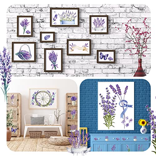 BBTO 12 Sheets Rub on Transfers for Crafts Wood Furniture DIY, 5.5" x 5.7" - style: Lavender Style
