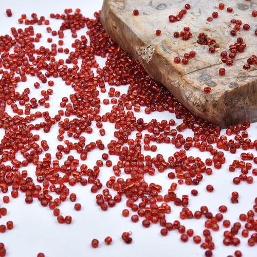 8/0 3mm Tiny Red Silver Lined Glass Seed Beads for Jewelry Making Japanese Round rocailles DIY Craft Approx.1800Pcs - color: Red Silverlined, size: 3mm 8/0