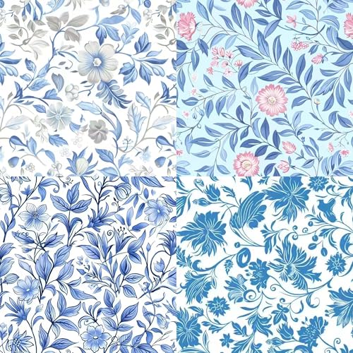 50pcs 5 x 5 inches Cotton Fabric Bundle-Blue Paisley - color: Blue Paisley, size: 5” x 5”