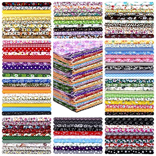 Irenare 100 Pcs 8 x 8 Inches Cotton Fabric Squares Bundle Quilting Fabric - style: Floral