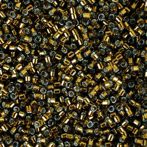 Miyuki Delica Seed Beads - color: DB0604 - Silver-Lined Golden Olive