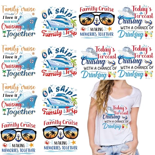 16 Sheets Cruise Iron on Transfers for T-Shirts - style: Family Cruise