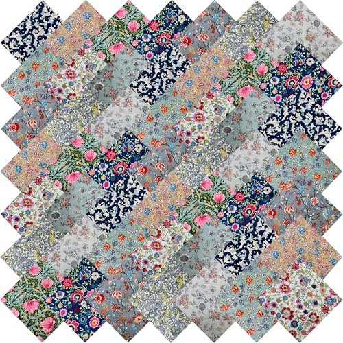 5"x 5" 50pcs Cotton Fabric Squares for Sewing Quilting Supplies- Morris B - color: Morris B, size: 50 PCS 5"x5"
