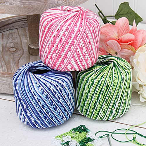ThreadArt 100% Cotton Crochet Thread Size 10, Variegated Denim Blues 49 - color: VARIEGATED DENIM BLUES, size: SIZE 10 SINGLE