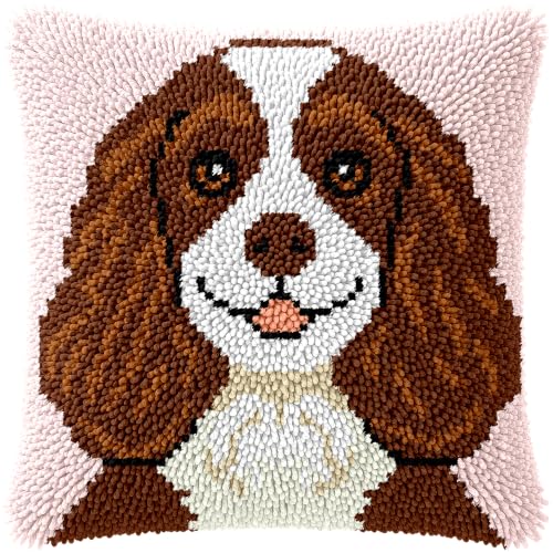 Dog Latch Hook Pillow Kits for Adults Beginners, Cocker Spaniel DIY Cushion - color: Cocker Spaniel