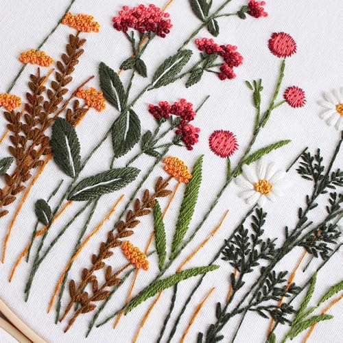 COCOMOX Floral Embroidery Kit for Beginners, Cross Stitch Practice Kits - color: Floral pattern