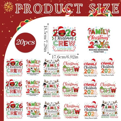 Dazoratix Christmas Iron on Transfers - 20 Sheets Family DTF Ready to Press - style: Family Christmas