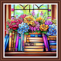Dimensean Counted Cross Stitch Kit for Beginners, 11CT Unprinted Cross-Stitch Kit Easy Patterns Needlepoint Kit Cross Stitching Embroidery Kit Supplies-Flower Books 18x18 inch - color: ColorDIY38
