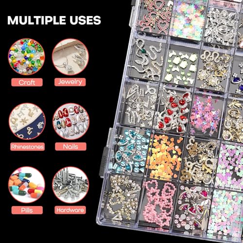 Noverlife 36 Grids Clear Plastic Organizer Boxes, Jewelry Storage Container - size: 36 Grids - 2 Packs