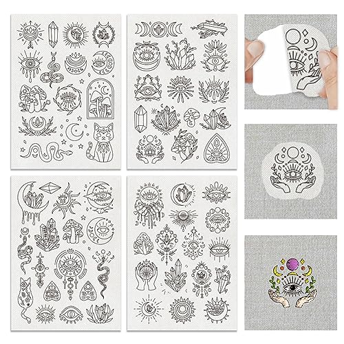 BENECREAT 4Sheets 63Pcs Water Soluble Embroidery, 11.7x8.3inch Devil's Eye Pattern Transfers Water Soluble Stabilizer for Embroidery Stick and Stitch Embroidery Designs - color: Devil's Eye