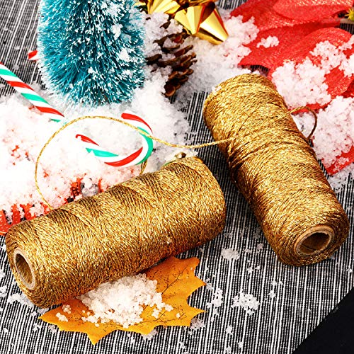 Pangda Christmas Twine Metallic Bakers Wrapping Twine, 1 mm, Gold - color: Gold, size: 1 mm