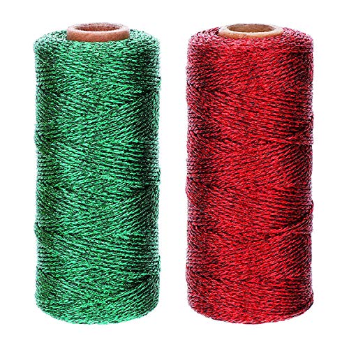Pangda Christmas Twine Metallic Bakers Wrapping Twine, 1 mm, Red, Green - color: Red, Green, size: 1 mm
