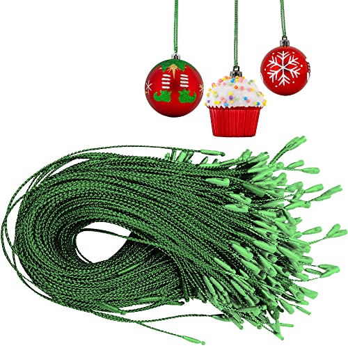 Christmas Tree Ornament String Hooks - Green Easy Snap Ribbon 200 Pk - color: Green