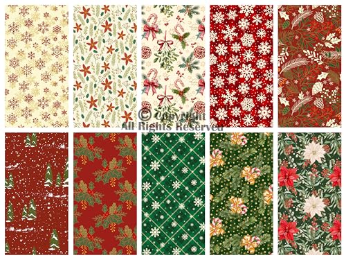 Craftido -25 Options- 100% Cotton Quilting Fabric Bundles 10pcs Fat Quarters 18”x21”-Medium Weight 5.2 oz- Soft Cotton for Quilting, Sewing Project, Patchwork, DIY Crafts – Winter Christmas - color: Winter Christmas
