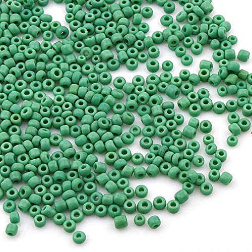 Perlin Glass Seed Beads 3mm 8/0 Round Mini Small Pony Beads 3300pcs for Making Earrings Bracelets Pendants Waist Jewelry DIY Handmade Opaque Color Kit (Green, 2,6 mm ~ 3 mm) - color: Green