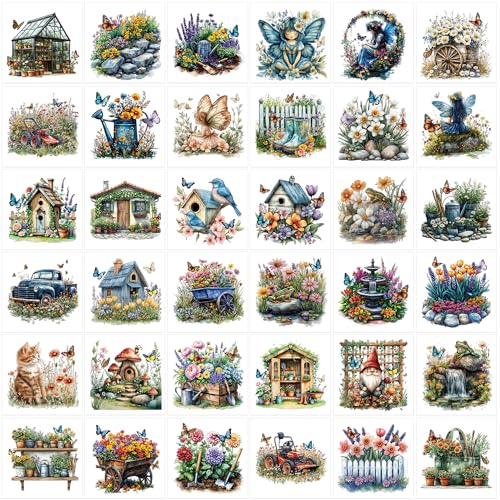 36 Pcs Spring Floral Rub-On Transfers for Furniture & Crafts - style: Green Garden