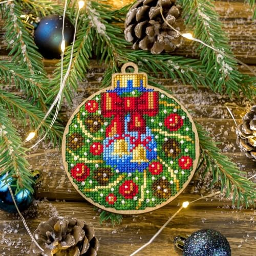 Wizardi Wonderland Crafts Cross-Stitch kit on Wood FLW-003 - color: Golden Christmas Bells