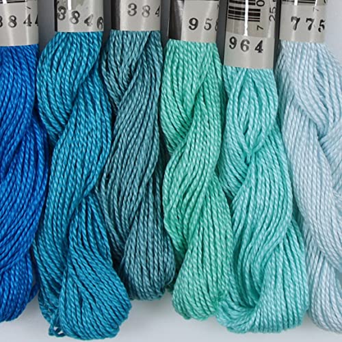 KCS 162 Yards(150 Meters) Mercerized Pearl Cotton Crochet Needlepoint Thread,Size 5,6 skeins,Mixed Color 06 - color: 6color06, size: 6 skeins