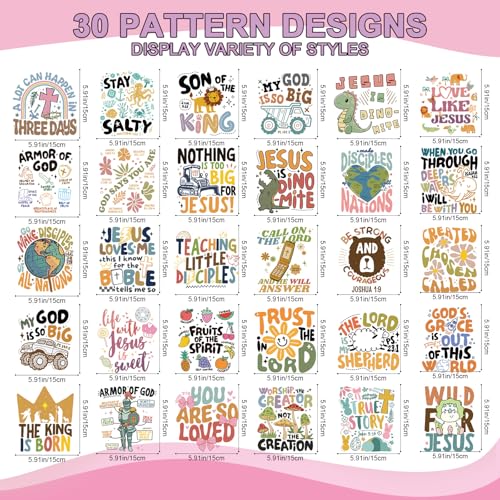 Wxiben 30 Pcs Christian Baby Iron on Transfer Dtf Transfers Ready to Press - style: Christian Baby