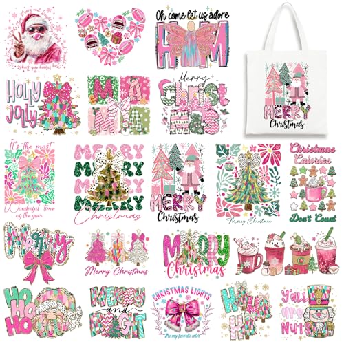 Pink Christmas Iron on Transfers Heat Transfer Viny 20pcs - color: 3d puff fall