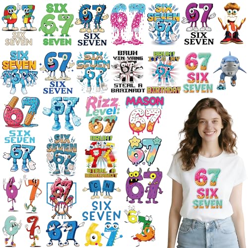 30 Pcs Colorful Funny DTF Transfers Ready to Press - style: 67