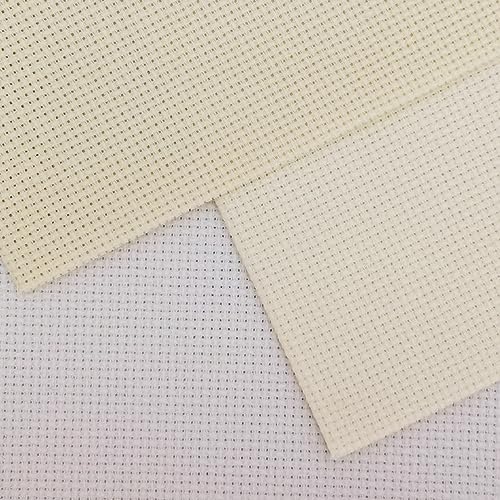 KCS 3 pc of 12" x 18" 14CT Counted Cotton Aida Cloth Cross Stitch Fabric (White+Natural Antique White+Cream) - color: White+natural Antique White+cream