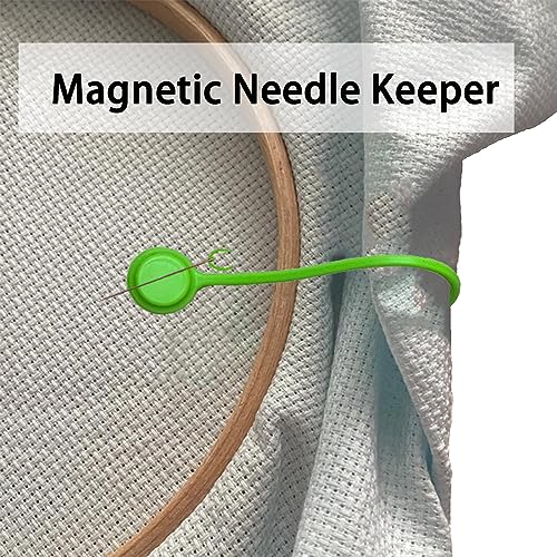 SPANSEE 4 PCS Magnetic Fabric Clips, Silicon Needle Minder, Magnetic Needle Keeper for Cross Stitch Embroidery, Needle Holder, Magnetic Needle Minders, Cross-Stitch Gift