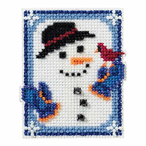 Invisible Snowman Beaded Counted Cross Stitch Christmas Ornament Kit Mill Hill 2016 Winter Holiday MH181635