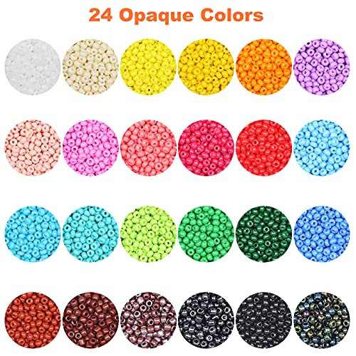 48000-Piece 2mm Seed Beads & Alphabet Beads Kit – 12/0 Ultra-Fine Jewelry Making Supplies, Including Elastic String, Earring Hooks & Clasps – All-in-One DIY Craft Set for Bracelets & Necklaces - size: 2mm