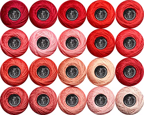 Soft 20 Colors Classic Crochet Thread 20 Pack,100% Cotton (Victory Red-3713-498) - color: Victory Red Series