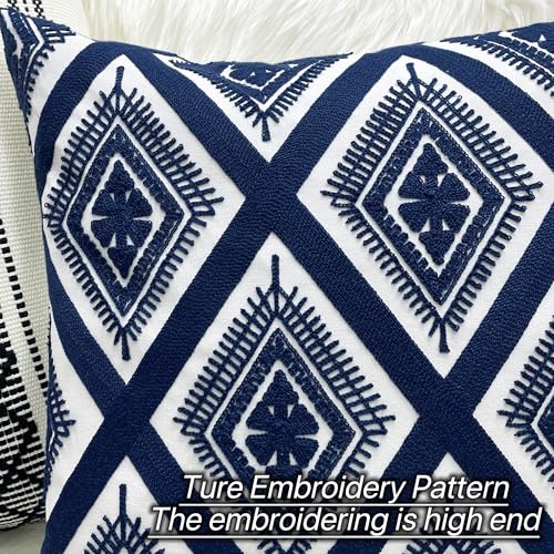 Slow Cow Embroidered Throw Pillow Cover 18 x 18 Inch Navy Blue - color: Navy Eyes, size: 18" x 18" (Pack of 1)