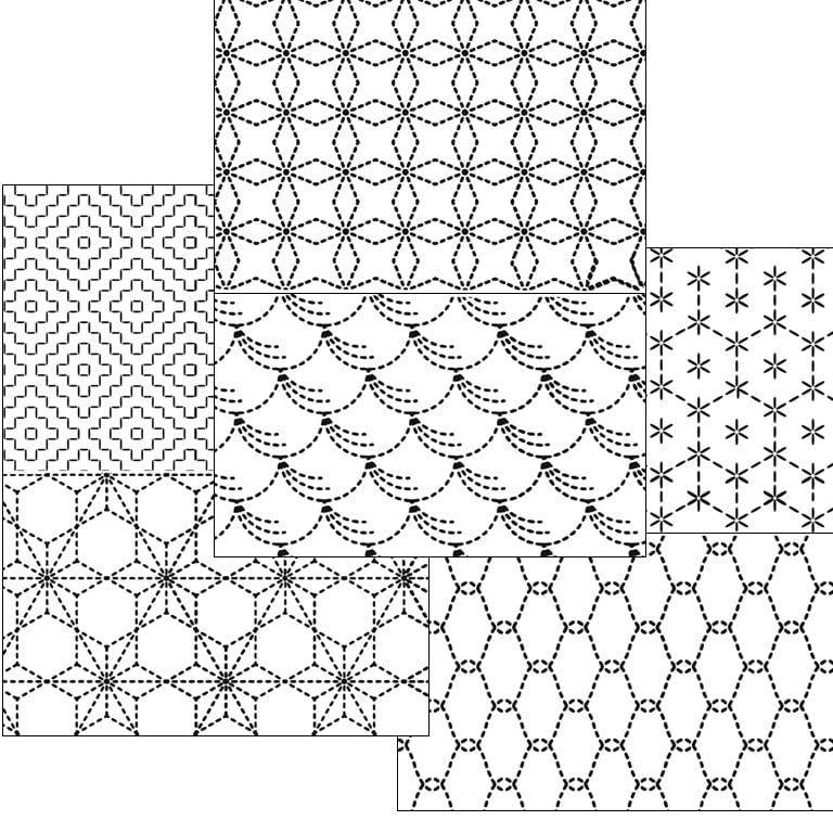 Sashiko Stick & Stitch Patterns, Japanese Embroidery Templates, Dissolvable Transfer Paper for Visible Mending (Geo)