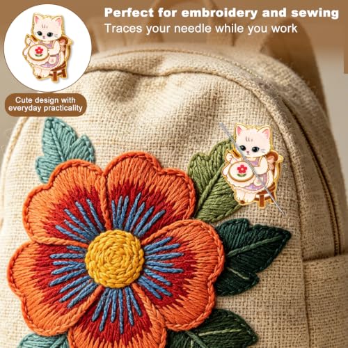 Cat Needle Minder Magnet, Adorable Cat Magnetic Needle Minder for Sewing Funny Needlework Accessory Suitable for Embroidery Sewing Needlepoint & Cross Stitch