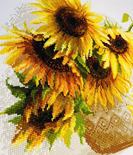RIOLIS - Hot Summer 1488, Floral Cross Stitch Kits 15,75" x11,81, Cross Stitch Kits for Beginners & Advanced, Crossstitching Kits Adult, Counted Stitching Kits, Flowers Embroidery Kit - style: Hot Summer 1488