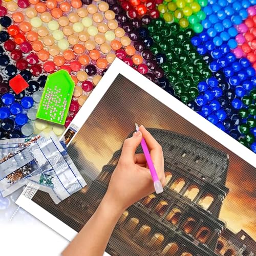 JATOK Diamond Painting Kit for Adults, Colosseum, 27.5 x 15.7 in - color: Midnight Blue