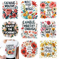 Dazoratix Inspirational Iron on Transfers - 9 Sheets Flower Ready to Press Motivational Heat Transfer Stickers Floral Clothing Decals for T-Shirts Women Clothes Appliques Hat Bag Clothes Decorations - style: Floral Inspiration-9PCs