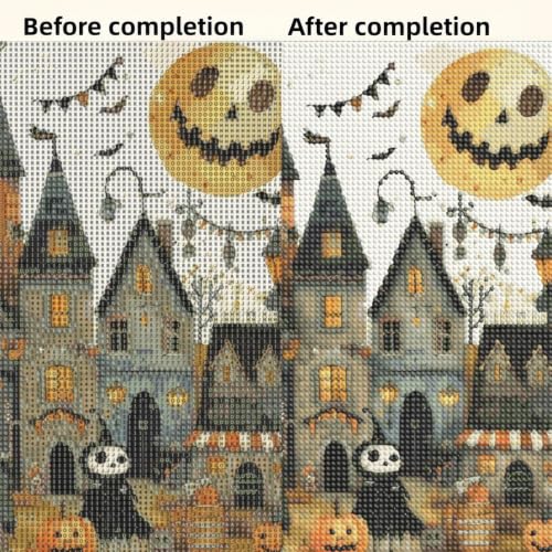 5D Halloween Town Diamond Painting Kits for Adults, Diamond Art Kits - color: KM1186-1
