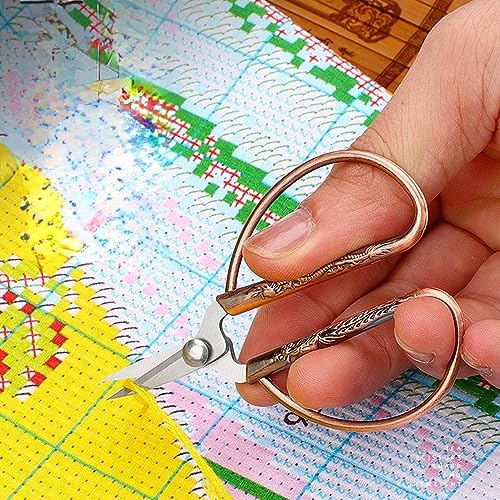3.3-inch Small Sewing Embroidery Scissors, Stainless Steel Little Scissors Sharp Tip Detail Shears for Sewing Crafting, Art Work, Cross Stitch Cutting, Handcraft, Needlework DIY Tools Bronze - color: Bronze