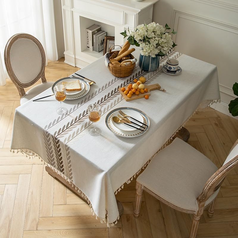 Oubonun Tablecloths for Rectangle Tables - color: Beige, Wine Leaf, size: 102" x 55" (Rectangular)